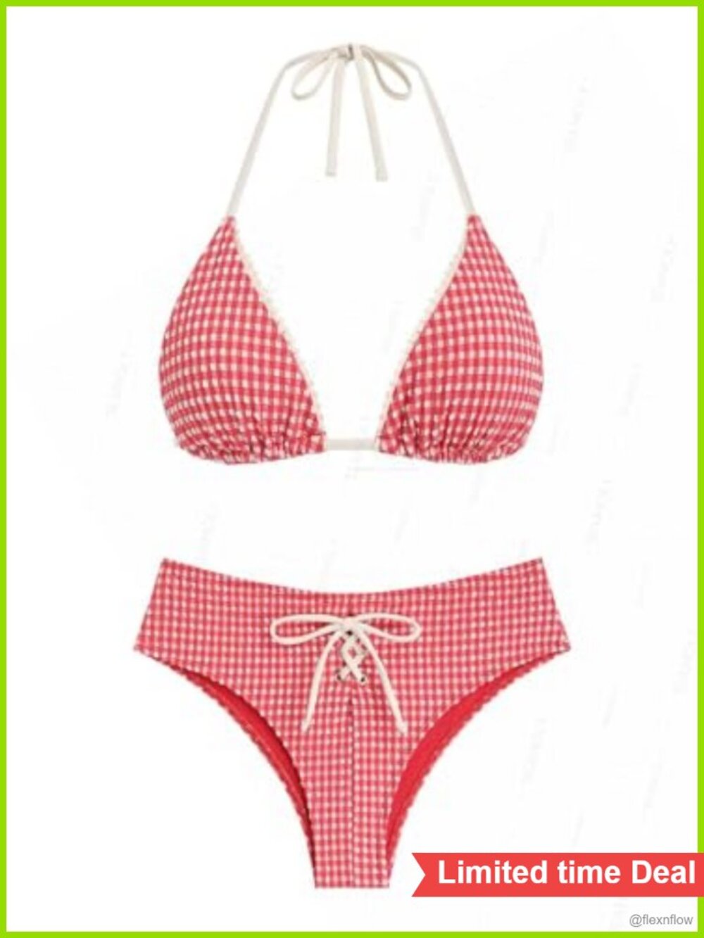 Women's Polka Dot Grommet Lace Up Full Coverage Bikini Set
